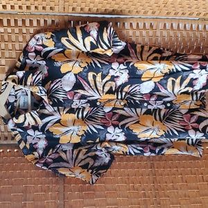 Mens Hawaiian Button up Polo shirt Size Xl